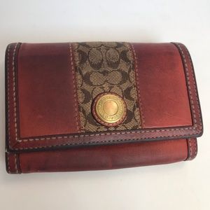 **Vintage signature coach Wallet** genuine Red leather vintage purse